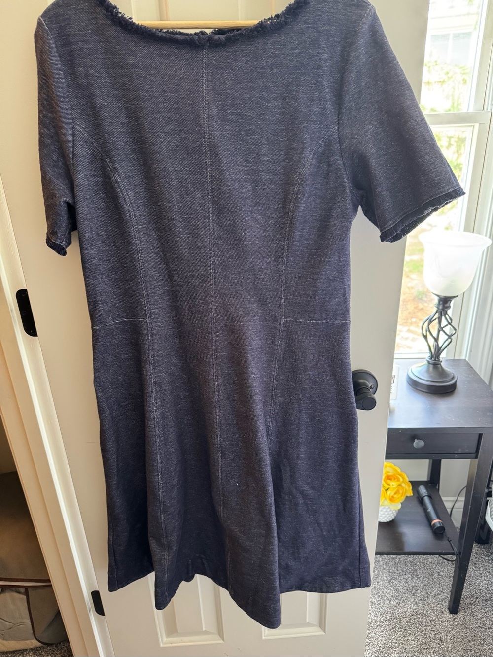 Simple Navy Short-Sleeve Knit Dress by Banana Republic